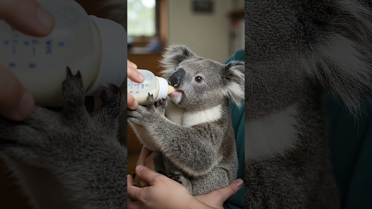 🍼 Cute Koala Bear Drinking Milk from Baby Bottle 🐨 | Adorable Baby Animal Moment 💖