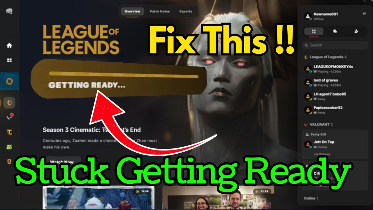 Обновление League of Legends зависло на этапе подготовки.