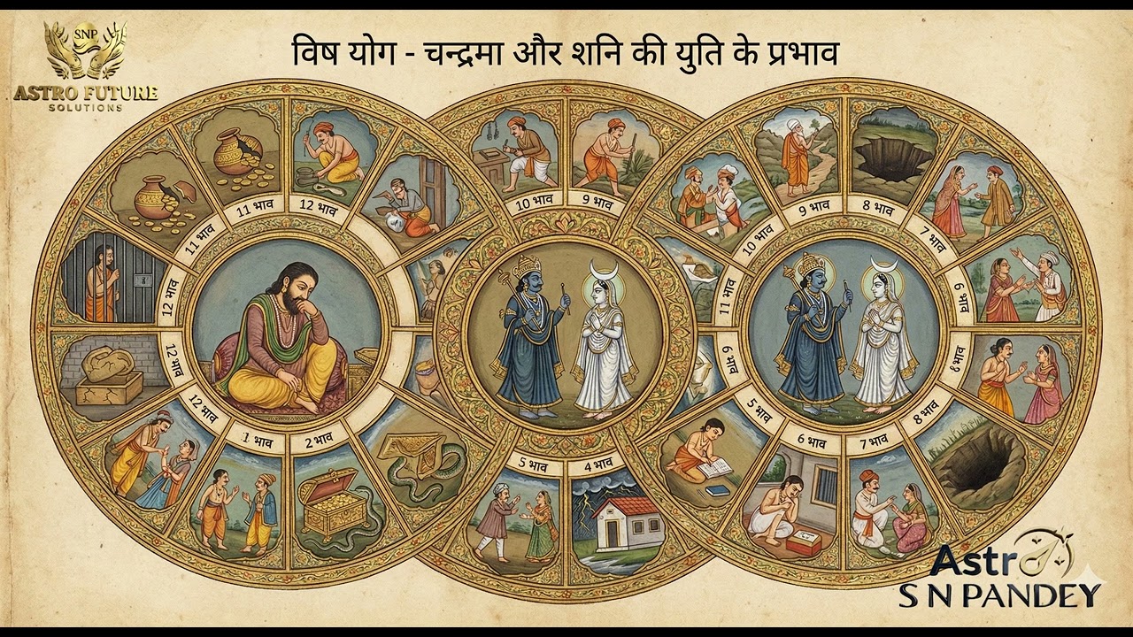 विष योग  चन्द्रमा और शनि की विभिन भावों में युति