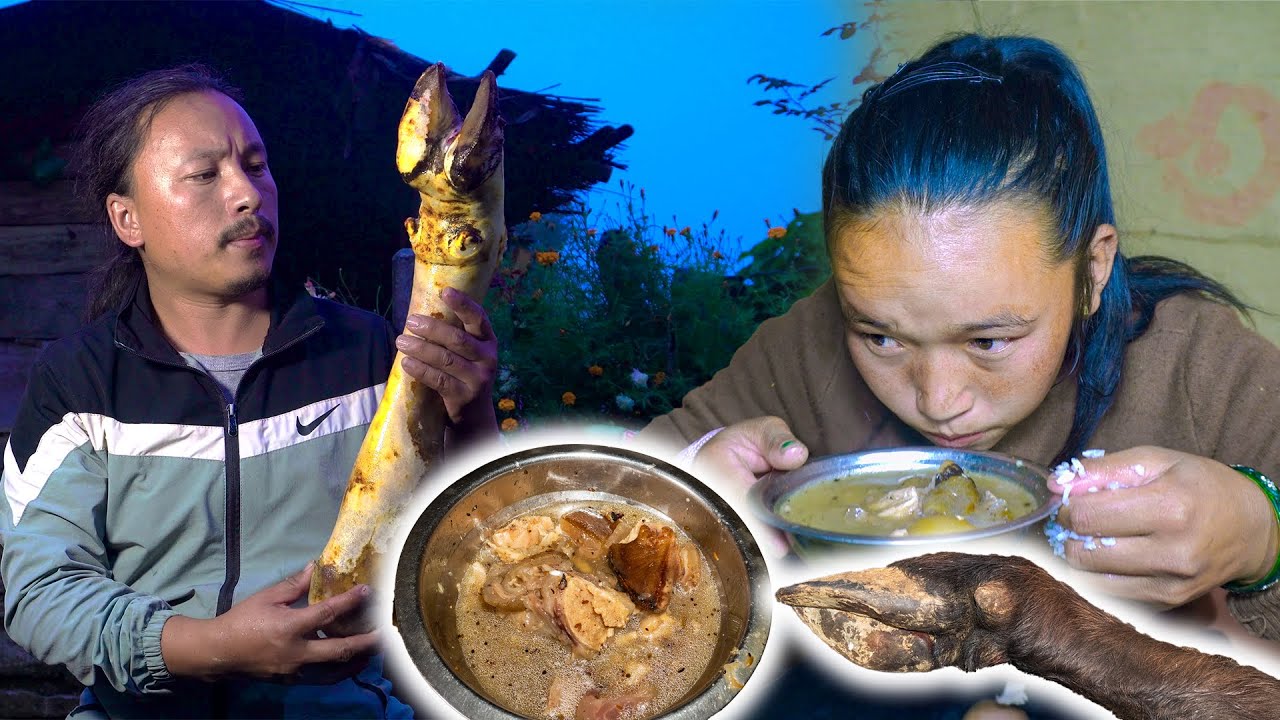 Buff Leg Soup Cooking & Eating Local Village Style | Delicious Bone Marrow Soup for Childbirth woman
