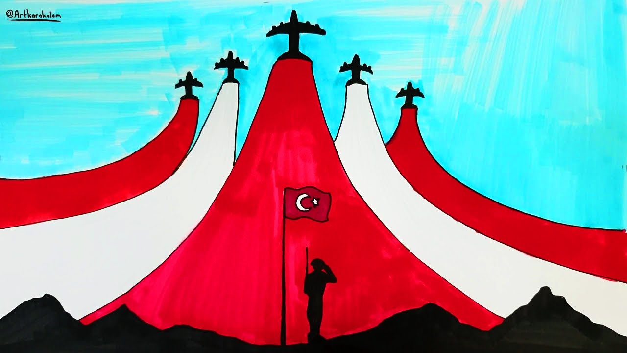 10 Kasım Resmi Nasıl Çizilir / Kolay 10 kasım Atatürk'ü Anma