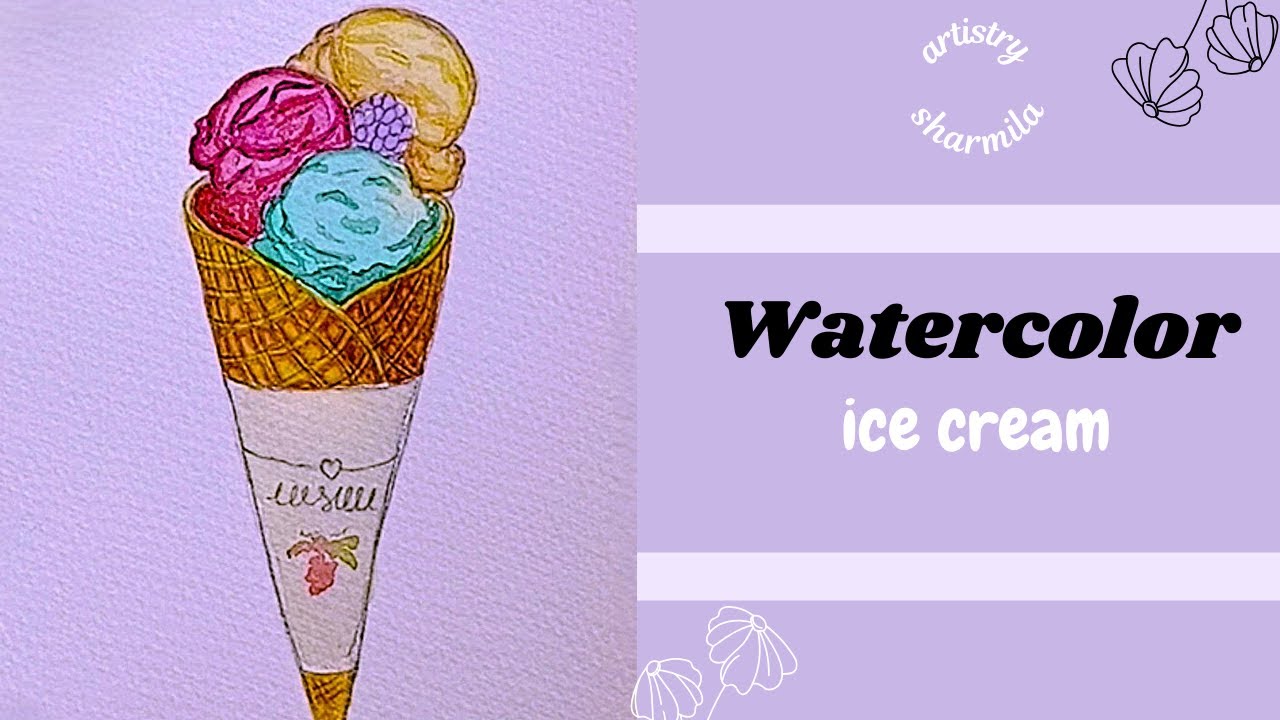 Easy Ice Cream Watercolor Painting for Beginners | Simple & Cute Art Tutorial