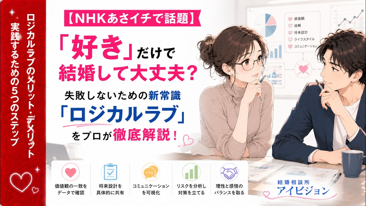 【NHKあさイチで話題】「好き」だけで結婚して大丈夫？失敗しないための新常識「ロジカルラブ」をプロが徹底解説！