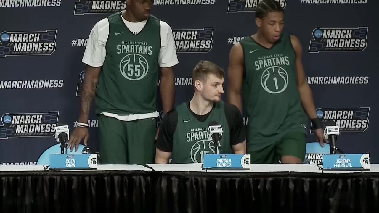 MSU basketball players give press conference ahead of Saturday's game