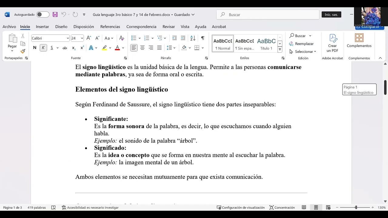 Clase de Lenguaje 3ro Básico 7 de Febrero