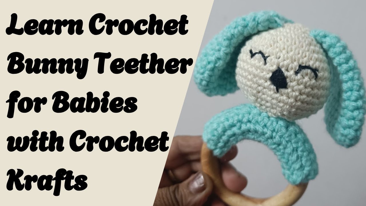 DIY Light Blue Crochet Bunny Teether Toy for Babies | Soft & Safe Baby Teething Ring Tutorial