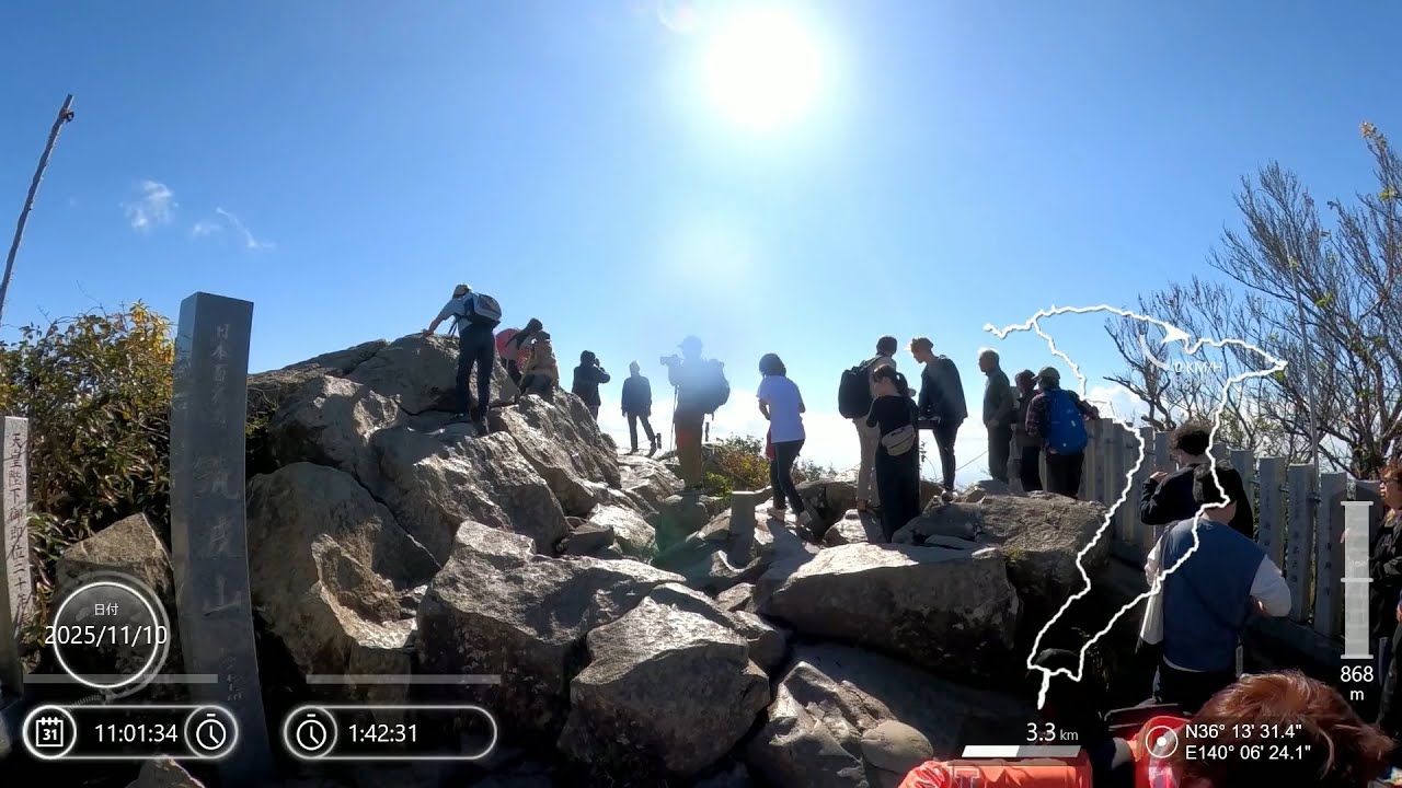 茨城 筑波山(白雲橋コース登山/女体山/男体山/御幸ヶ原コース下山) GoProフル動画 GPS MAP連動 Mt.Tsukuba