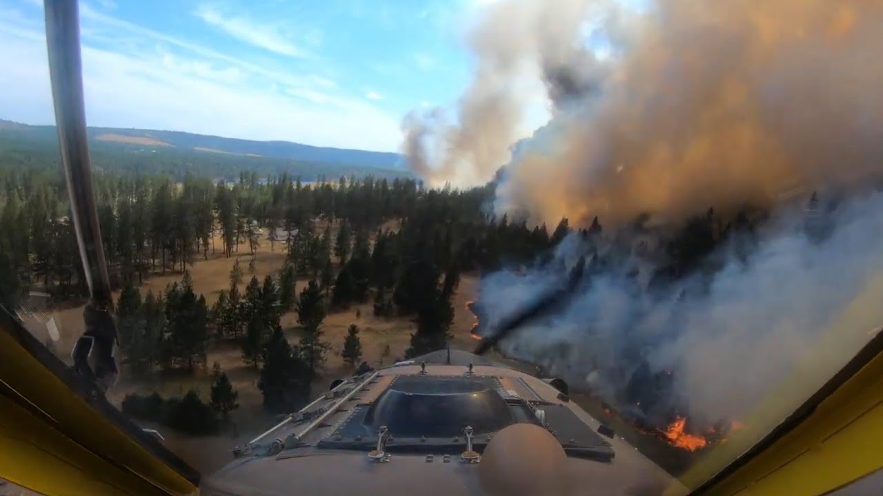 Lake Spokane aerial firefighting; front and rear cameras! 