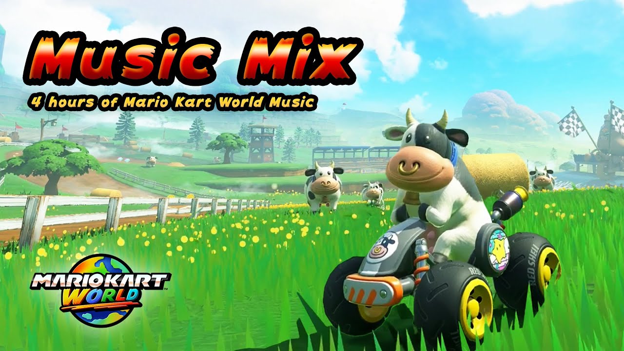 [4 hours] Mario Kart World OST Radio 🐮🌳 No SFX || Only Music 🎧 Study/Work/Chill