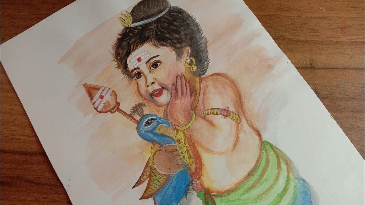 Murugan drawing easy l How to draw kartikeya