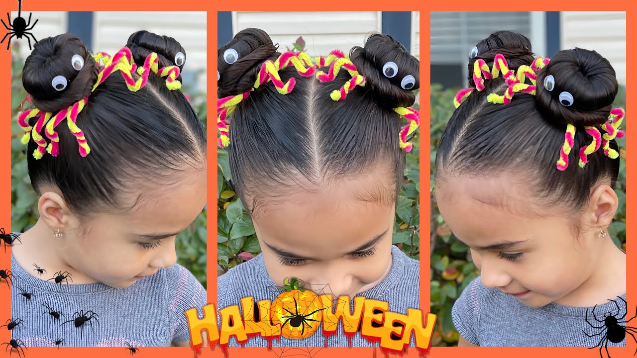 Peinado para halloween de arañitas 🕷️peinado loco 😜
