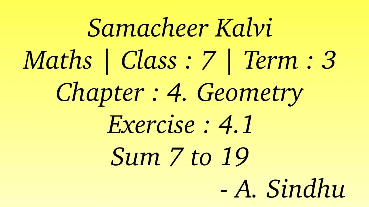 7th Maths Samacheer | Term 3 | Chapter 4 | Geometry | Exercise 4.1 | Sum 7 to 19