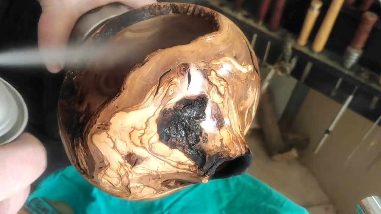 wood turning olive wood root hollow form