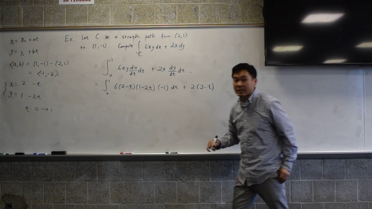 Line integral over a straight path