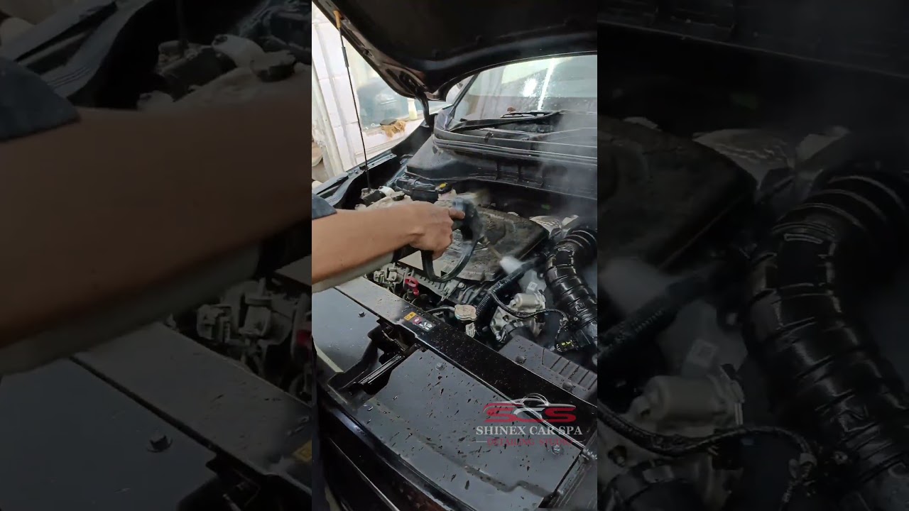 Engine cleaning with Steam Wash.
