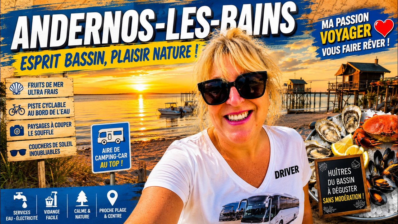 ANDERNOS LES BAINS 👍👍👍 : Superbe , près des cabanes à huîtres, aire camping-car #vanlife #campingcar