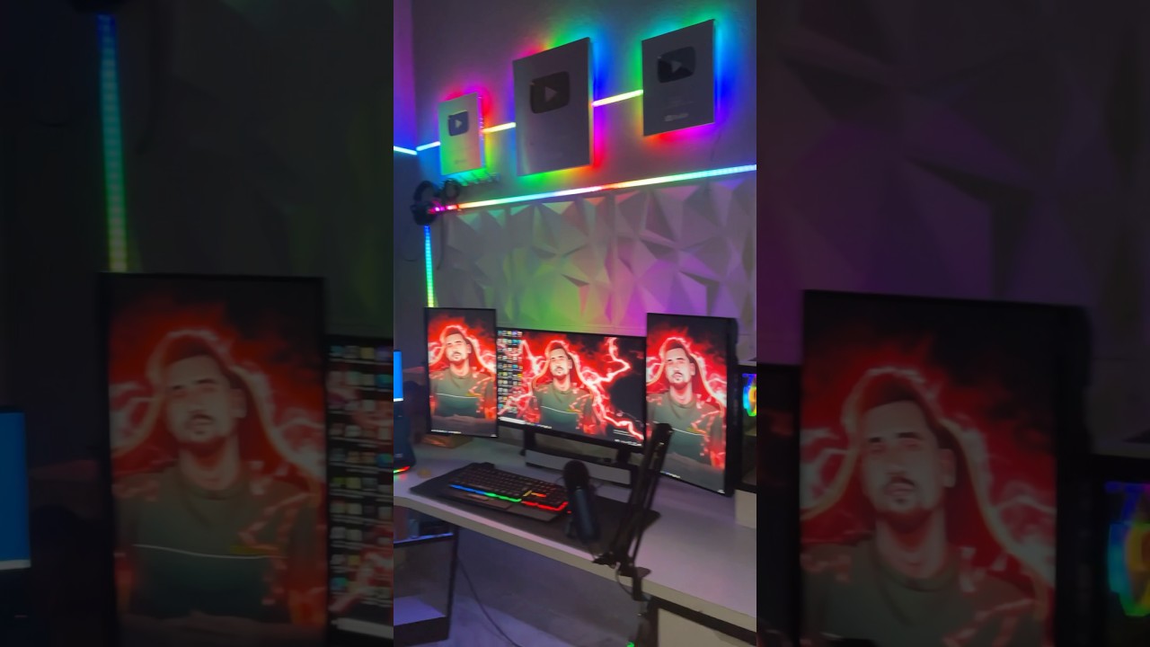 My New Gaming Setup 3 Monitor setup🤑 #gaming #gamingsetup #3monitors