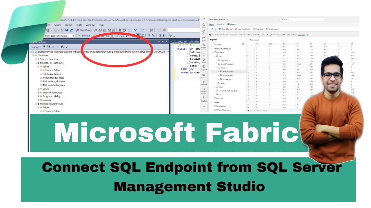 Как подключить конечную точку Microsoft Fabric Lakehouse SQL из SQL Server Management Studio