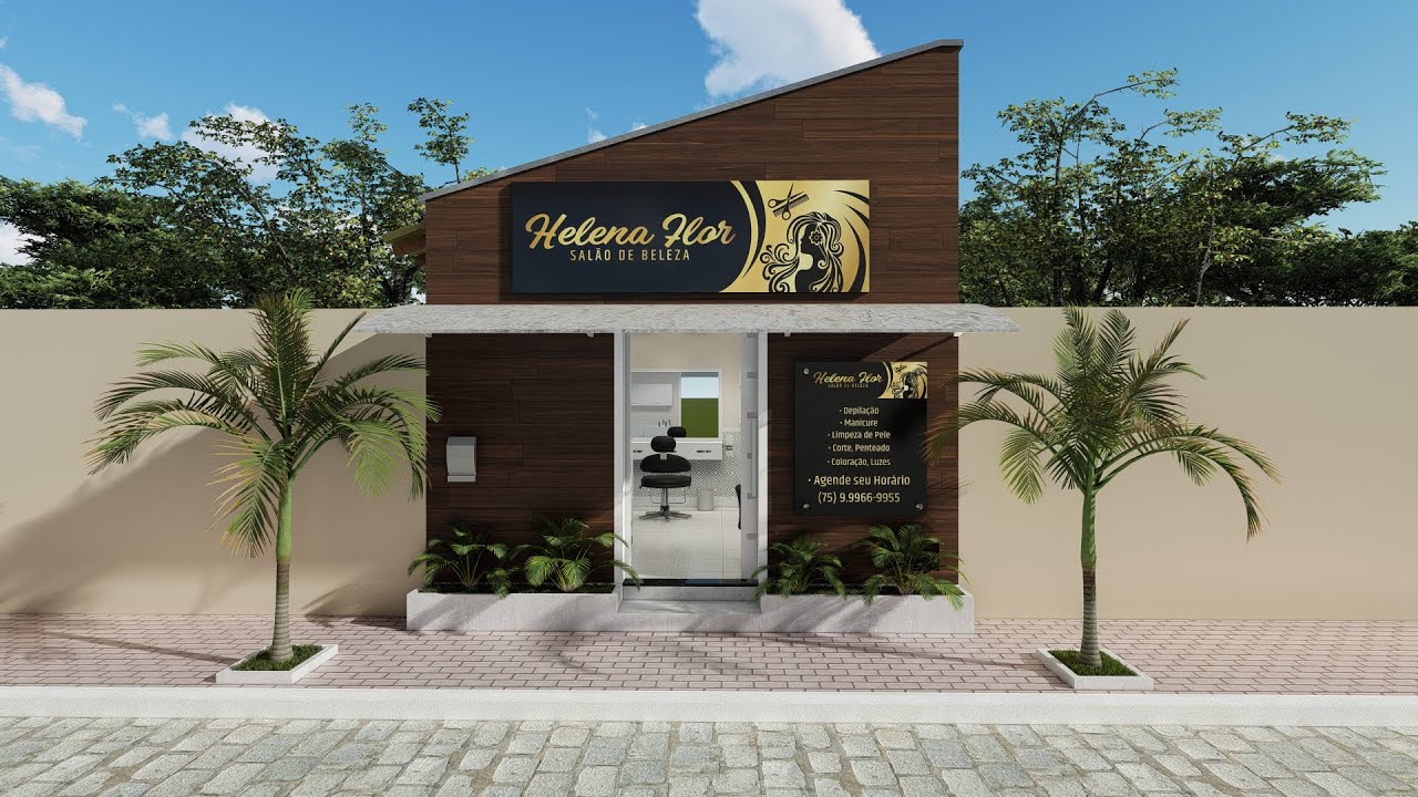 Salão de beleza pequeno projeto 3d - Live 02