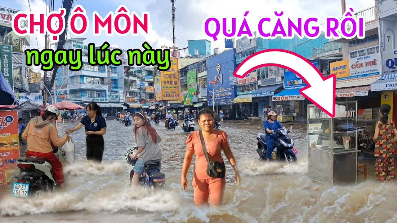 KINH HOÀNG LŨ LỚN ĐỔ VỀ NGẬP LỤT QUÁ SÂU - CẢNH KHỔ BÀ CON MƯU SINH TRONG BIỂN NƯỚC Ở CHỢ Ô MÔN