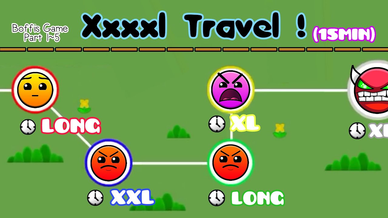 XXXXL TRAVEL (15Min With 5 Stages) | Geometry Dash 2.1 : Boffis Game All Part (1~5) - Boffis123