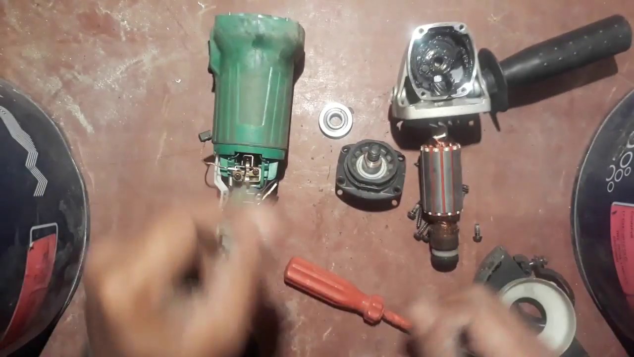 HITACHI KOKI || makita angle grinder repair - How to replace the gear , switch , brush holder