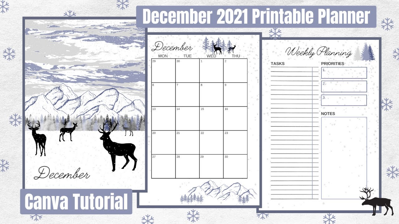 December 2021 CANVA Plan With Me ~ Printable Planner Canva Tutorial