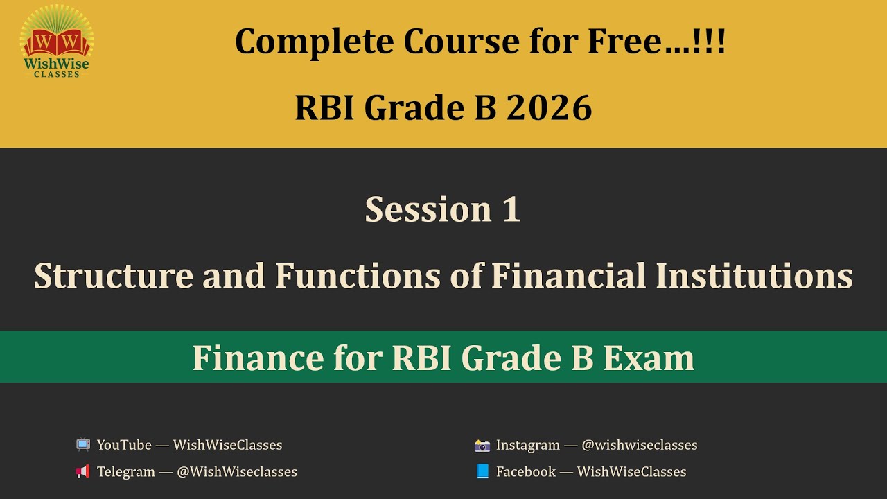 Session 1 | Structure & Functions of Financial Institutions | Complete Finance | RBI Grade B Phase 2