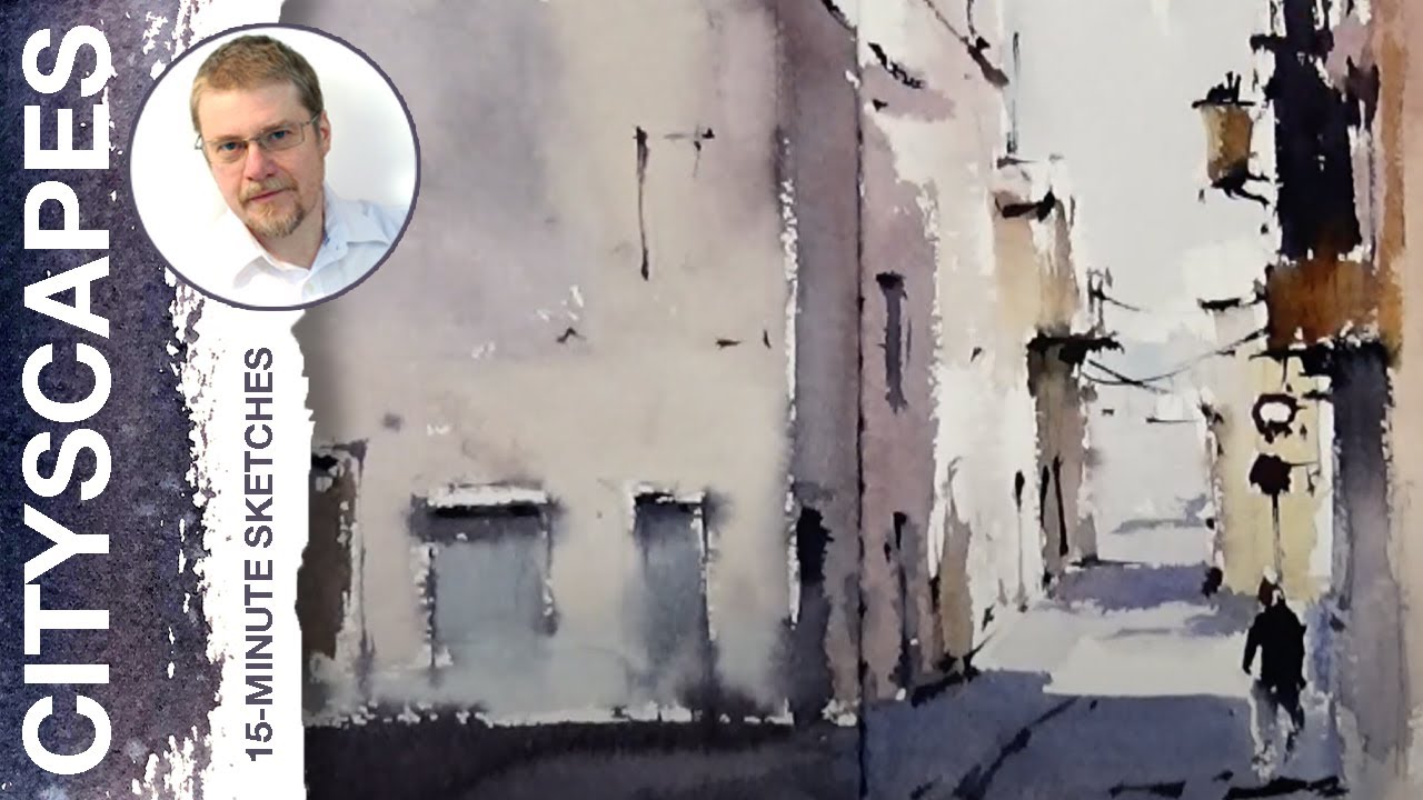 #73 Narrow Street of Girona, Spain (Watercolor Cityscape Tutorial)