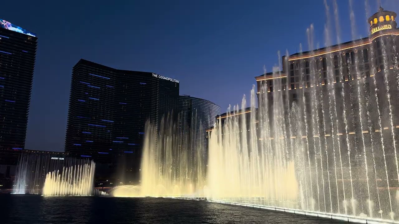 Fountains of Bellagio - “Beautiful Day” (night) 4K