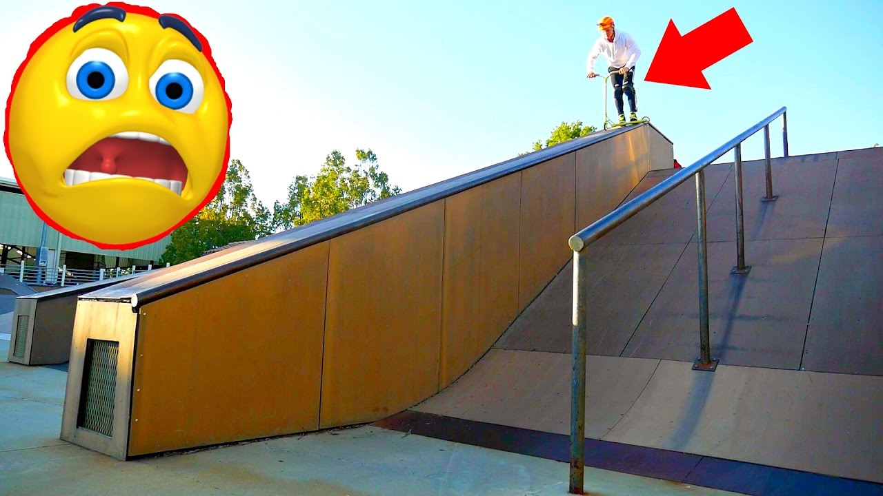 HUGE SCARY GRIND ON SCOOTER! (30 feet)