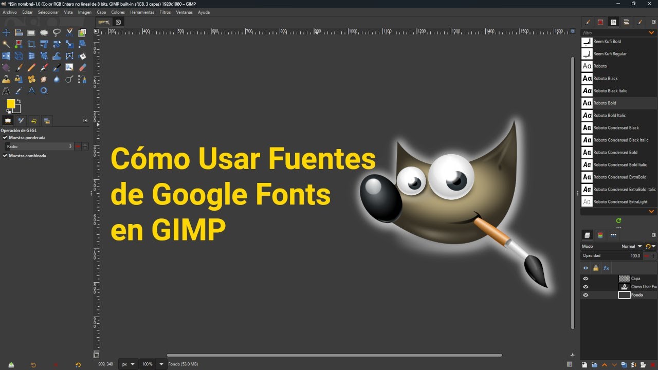 Cómo Usar Fuentes de Google Fonts en GIMP | Tutorial Paso a Paso