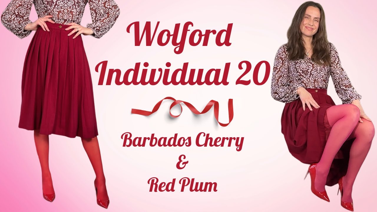 Примерка красивых красных прозрачных колготок | Обзор Wolford Individual 20