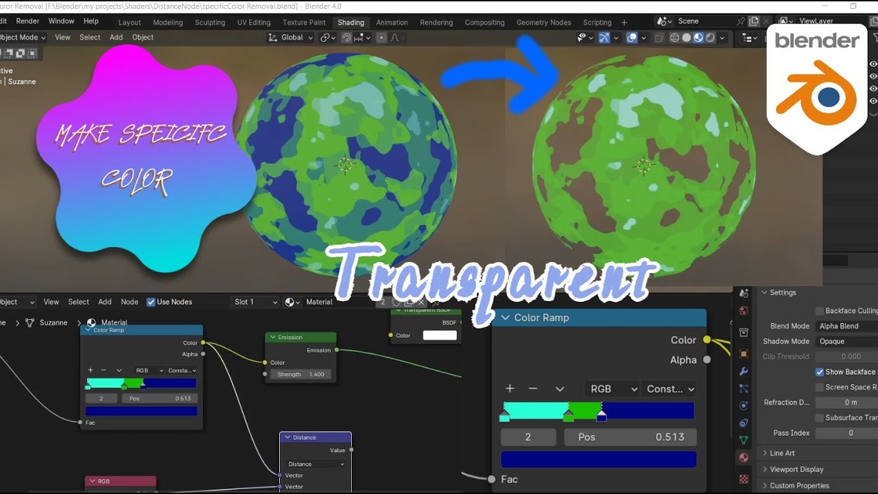 Remove Specific Colors in Color Ramp in Blender