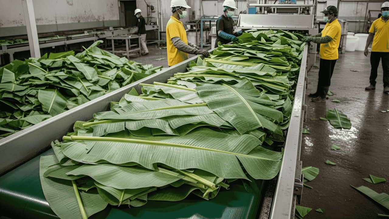 Inside the Largest High-Tech Banana Leaf Processing Factory You’ve Never Seen Before(full process)..