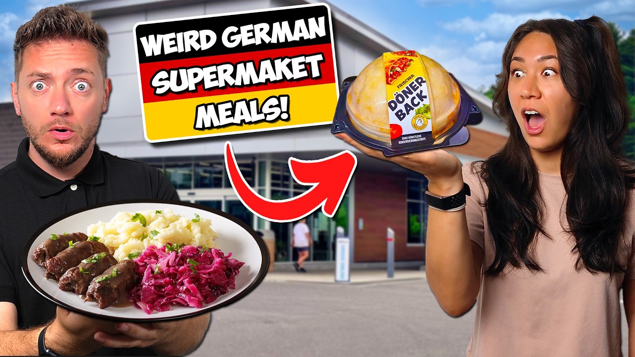 Trying Weird German Supermarket Food 🇩🇪 | From Refrigerator Döner to Microwave Currywurst!