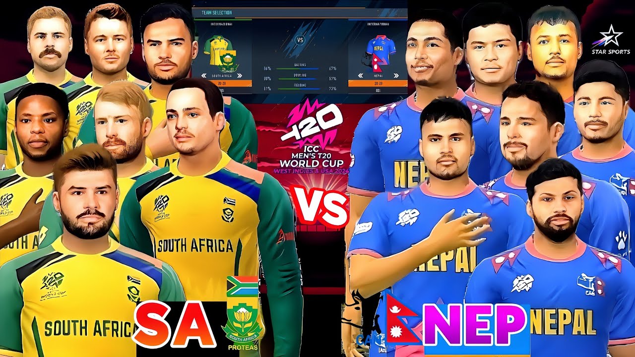 SOUTH AFRICA VS NEPAL | 🏆 T20 WORLD CUP 2024 IN QUICK MATCH | WITH REAL JERSEY AND FACES | RC24 |