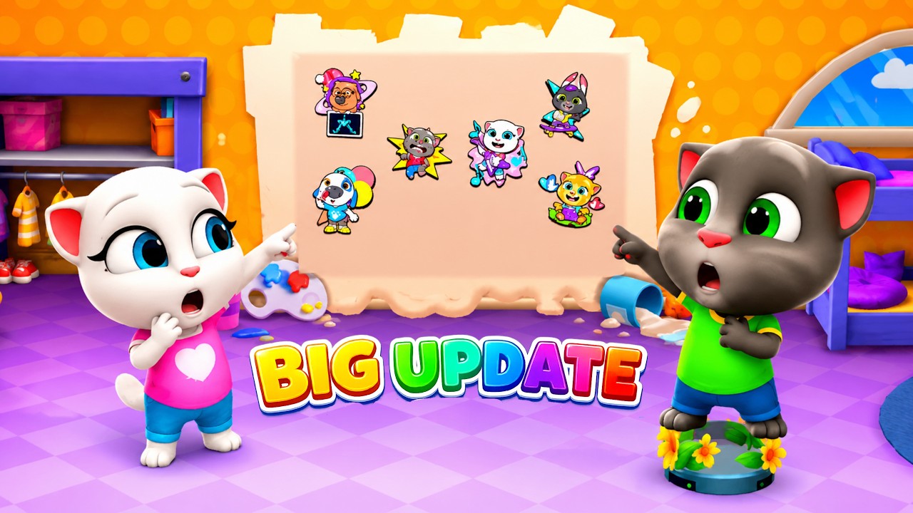 BIG UPDATE MY TALKING TOM FRIENDS | New Paints and Stickers | A Wall For Creativity 🧀🧀🧀