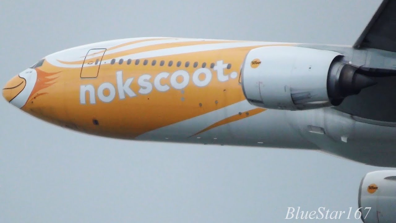 NokScoot Boeing 777-200ER (HS-XBD) takeoff from KIX/RJBB (Osaka - Kansai) RWY 06R