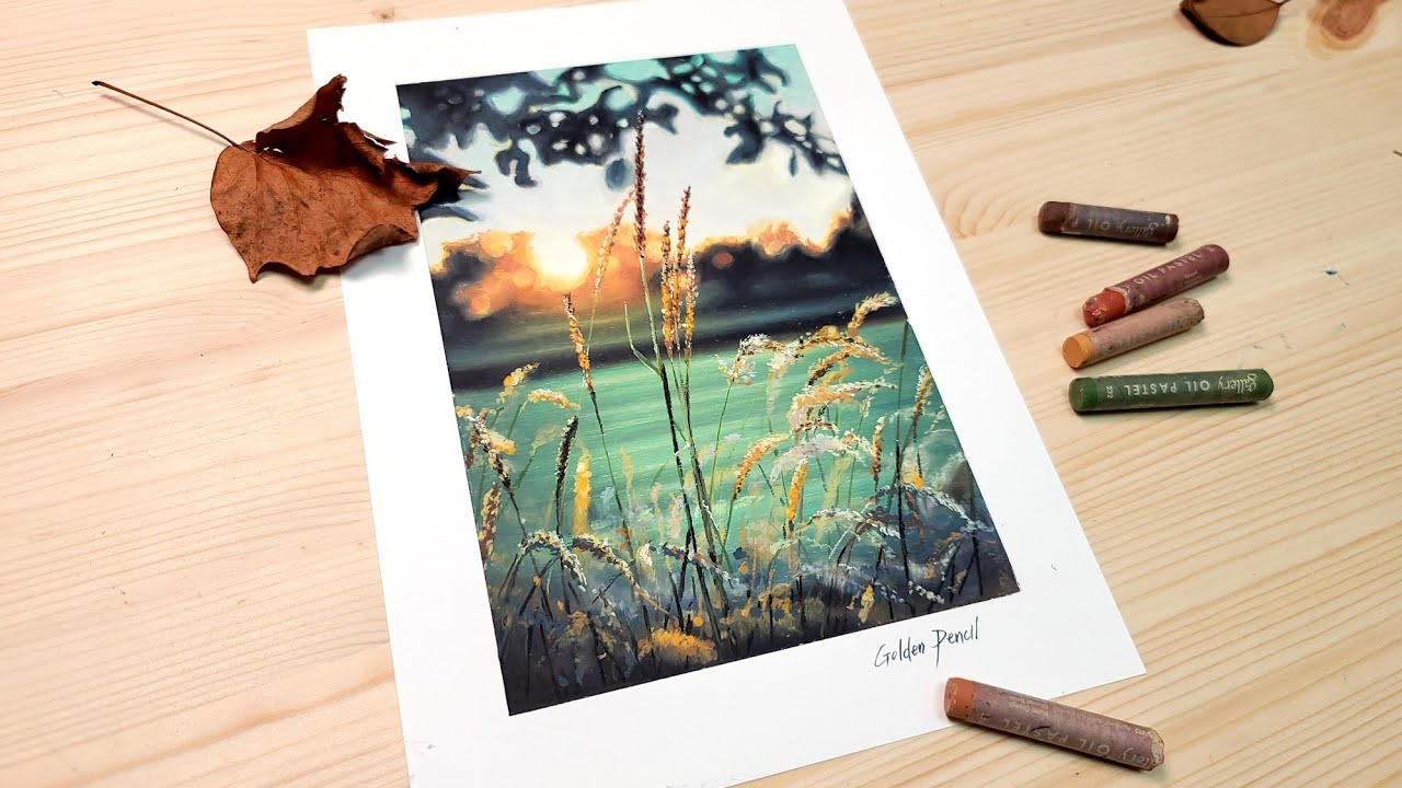 오일파스텔로 그리는 갈대가 있는 가을풍경 / Autumn scenery with reeds painted with oil pastel