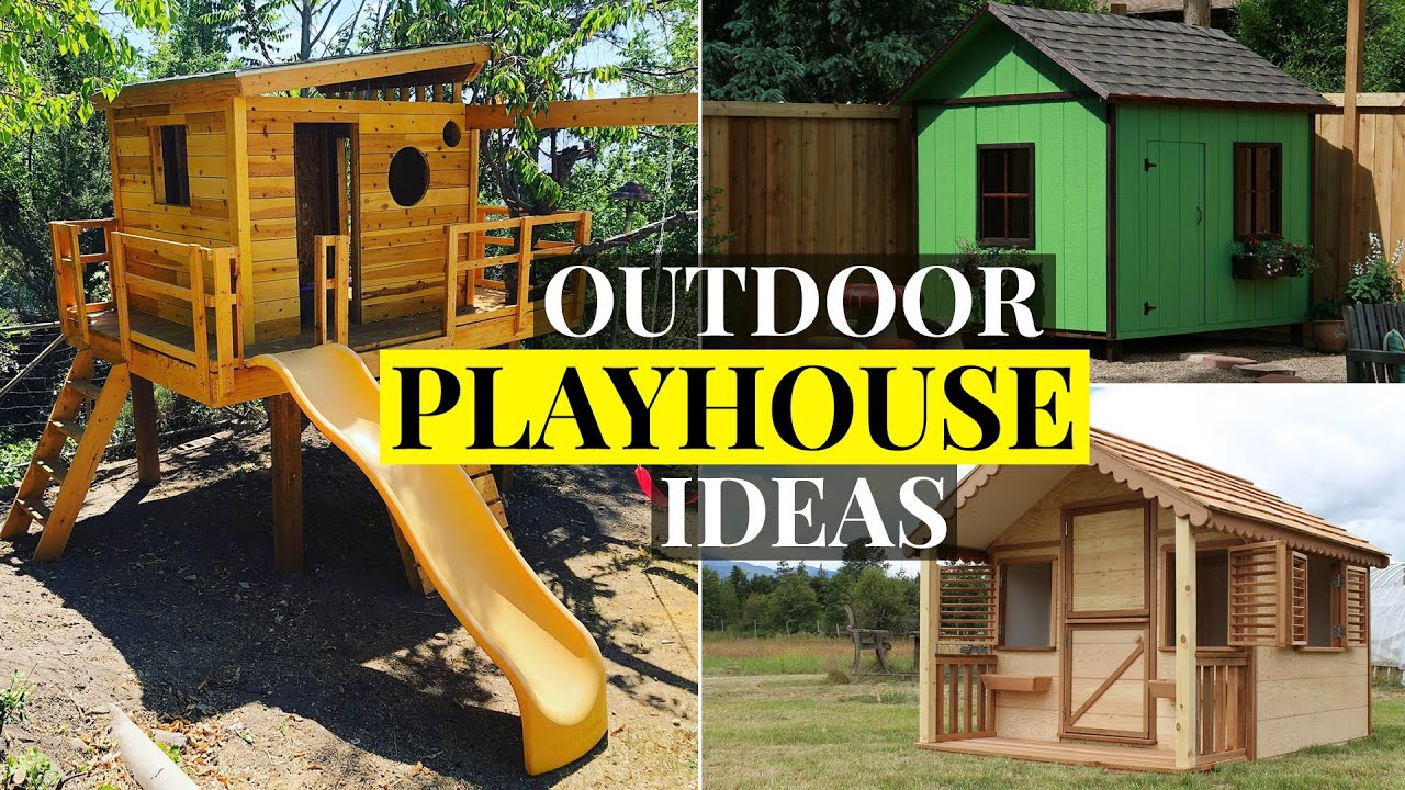 Kids Outdoor Wooden Playhouse ideas.  Backyard DIY