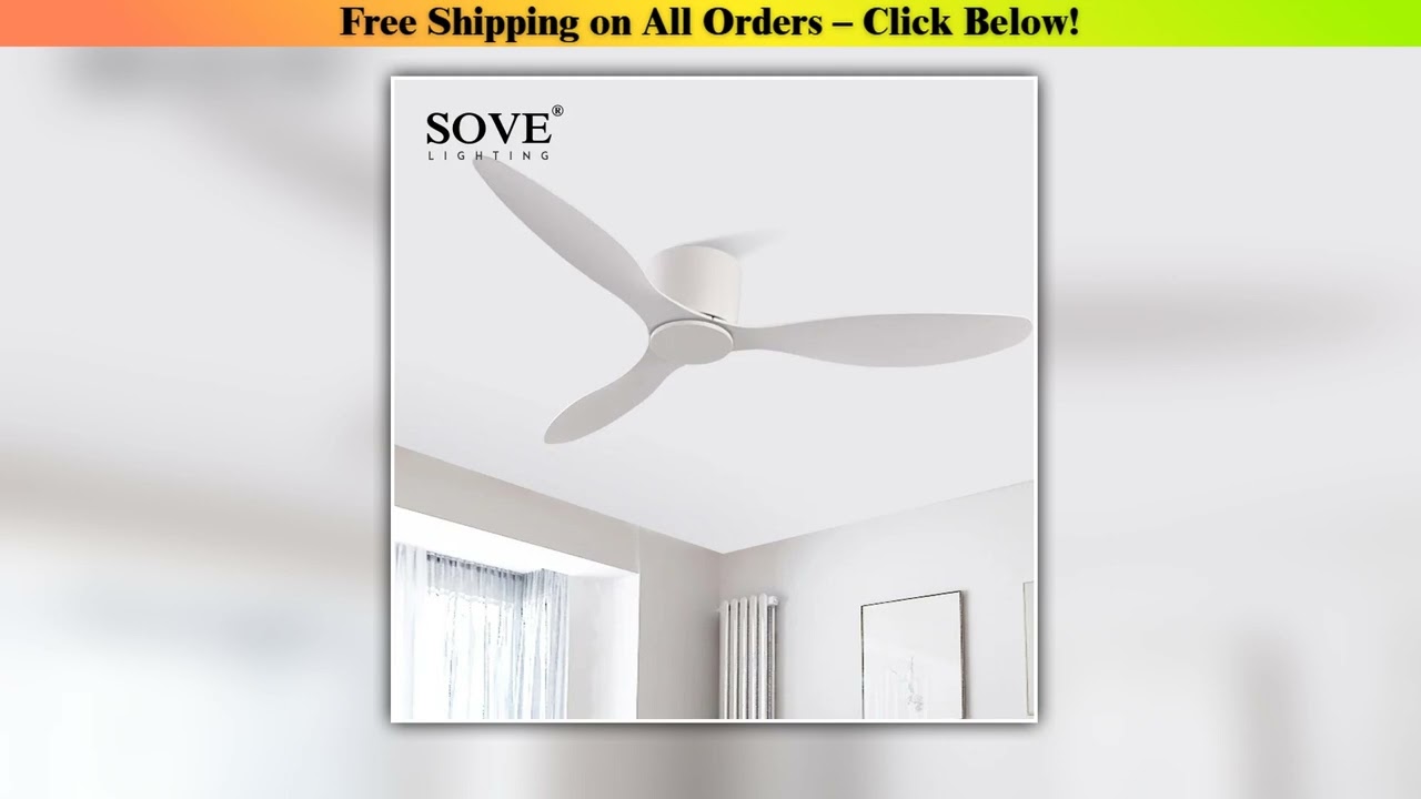SOVE Modern Ceiling Fan Without Lights DC Motor Low Floor Loft Remote Control Simple Decorative