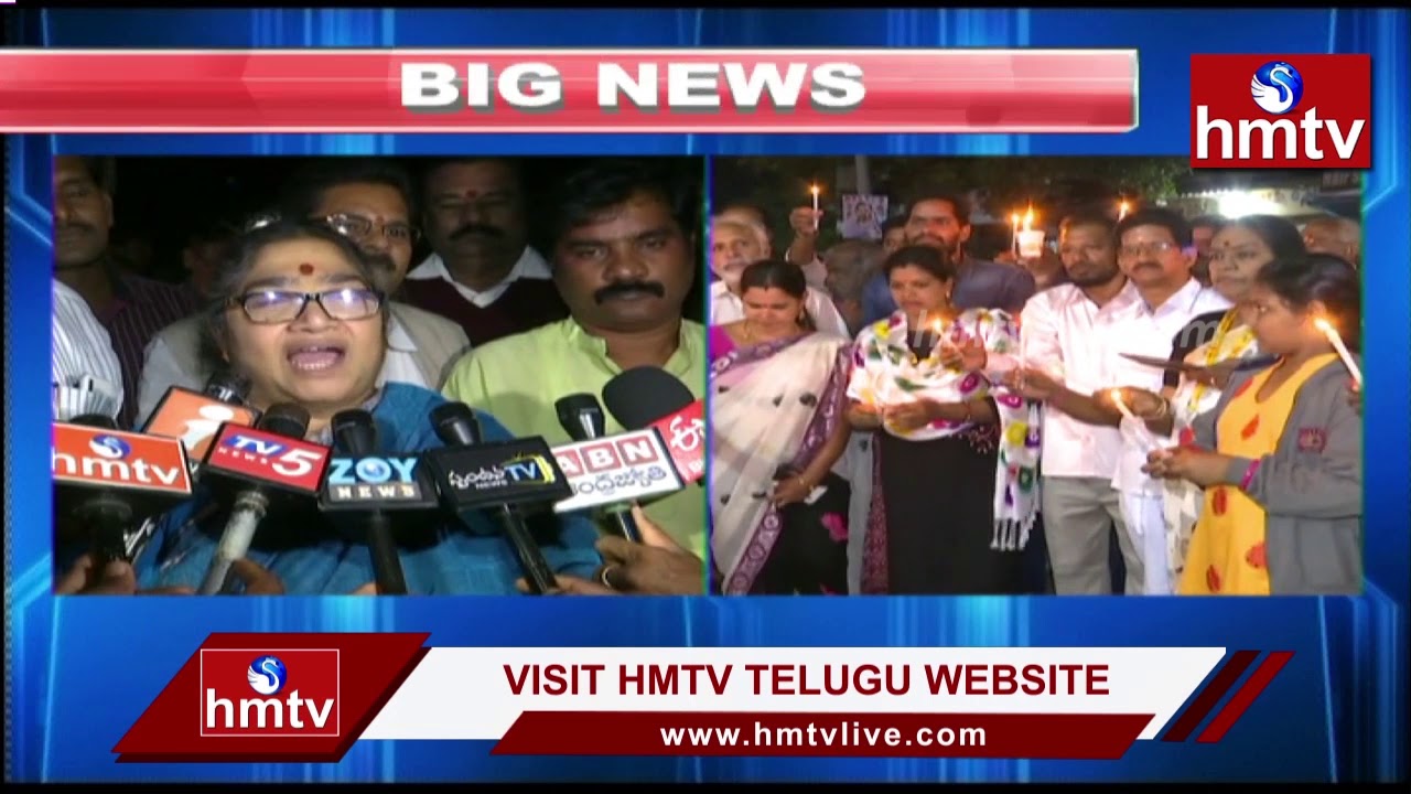 TDP Leaders Hold Candle Rally Against 3 Capitals For AP in Srikakulam | hmtv Telugu News