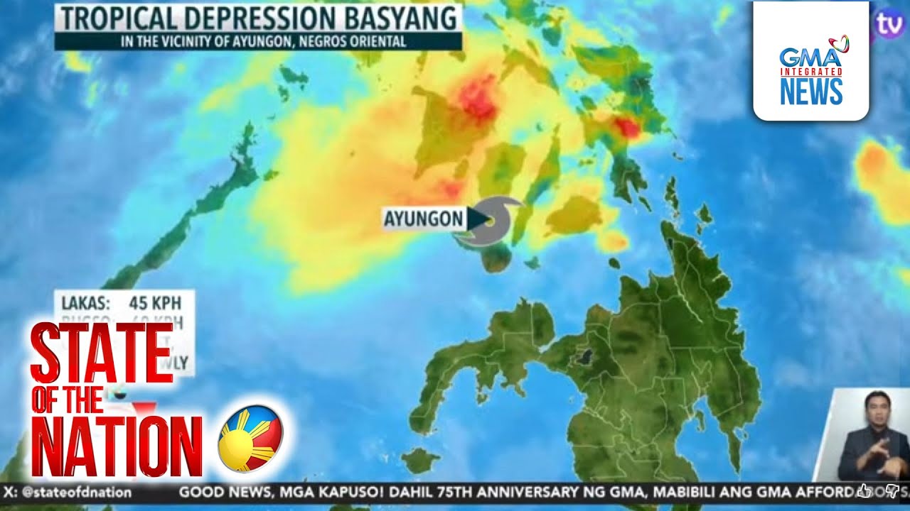Bahagya nang humina ang bagyong Basyang at kasalukuyang nasa vicinity ng Ayungon, Negros... | SONA