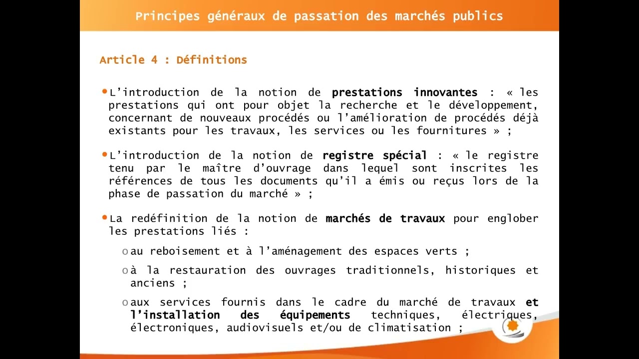 module2 cadre général de passation des marchés publics