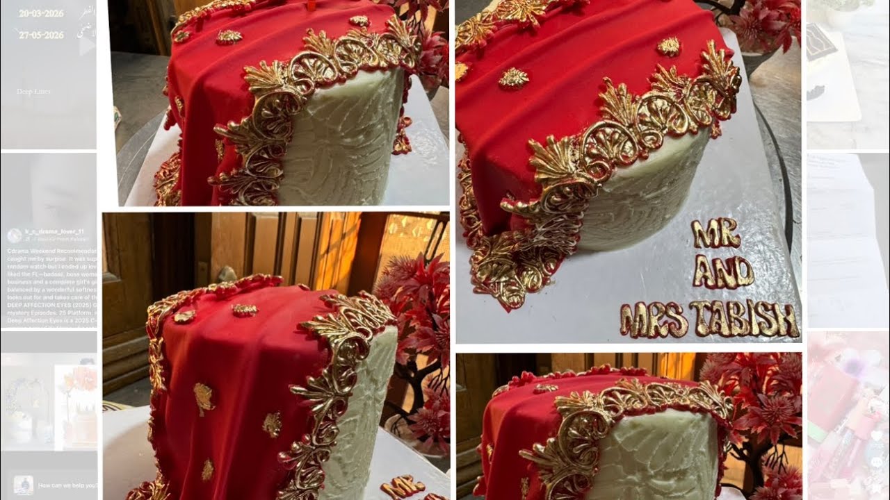 Complete crumb coating till fondant work | dupatta making | tips and tricks| ❤️✨| #viralvideo 