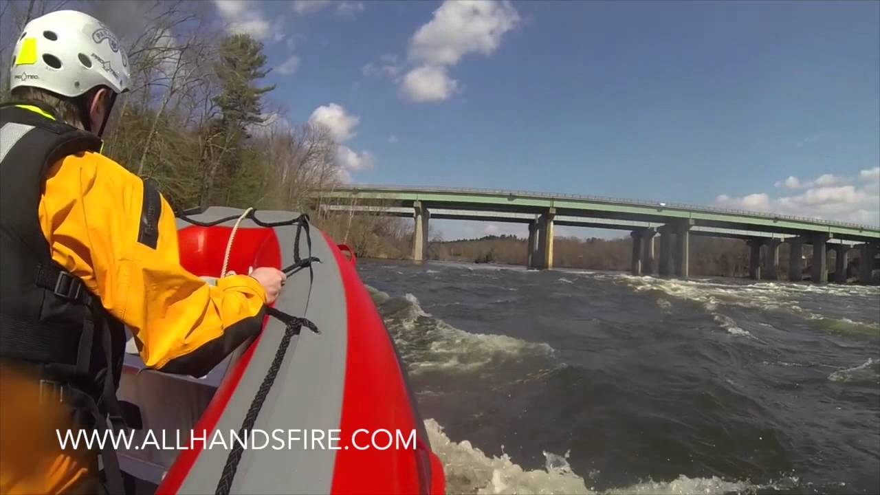 AB Inflatable Rescue Boat navigating the Merrimack River in New Hampshire NH