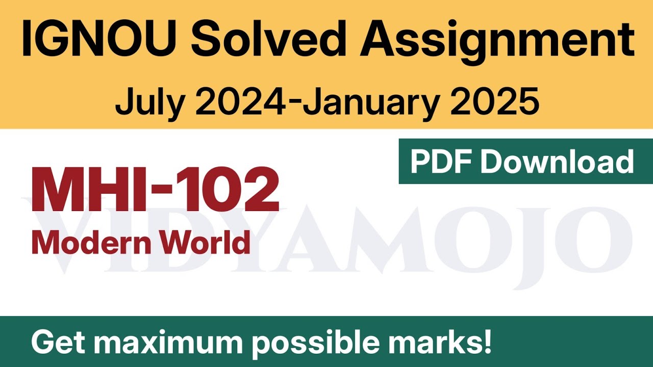 IGNOU MHI 102 Solved Assignment 2024-25 PDF Download | English Medium | IGNOU M.A. (History)/MAHI