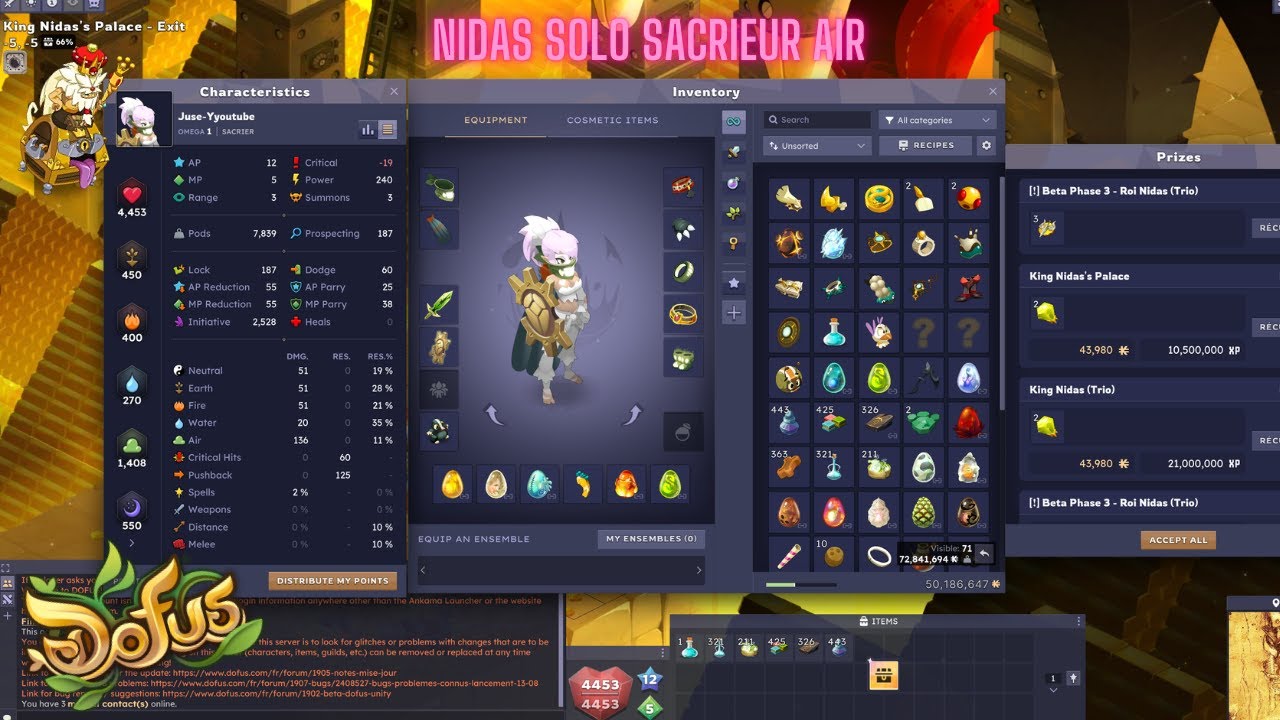 Nidas B4 Solo Sacrieur Air BRAINDEAD AUTOWIN CHEAT - DOFUS UNITY