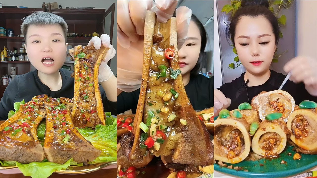 MUKBANG ASMR Eating roasted big bone marrow so yummy